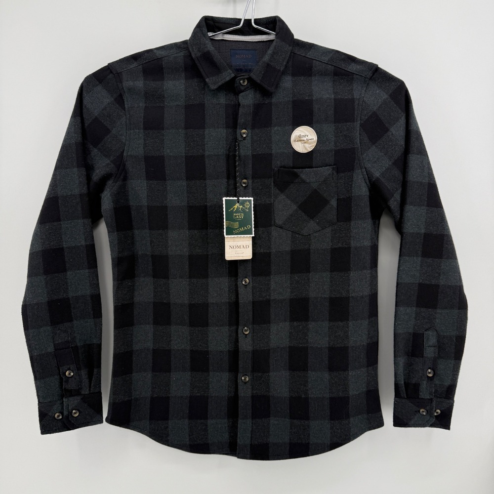 Nomad Flannel Shirt Mens M Black Buffalo Plaid Cotton Thermal Lined Sierra
